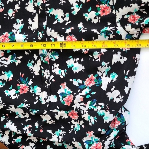 Ellen Tracy Soft Shirt Petite Blooms Black Multi Color 3/4 Sleeves Dress Size 10 - Picture 14 of 15